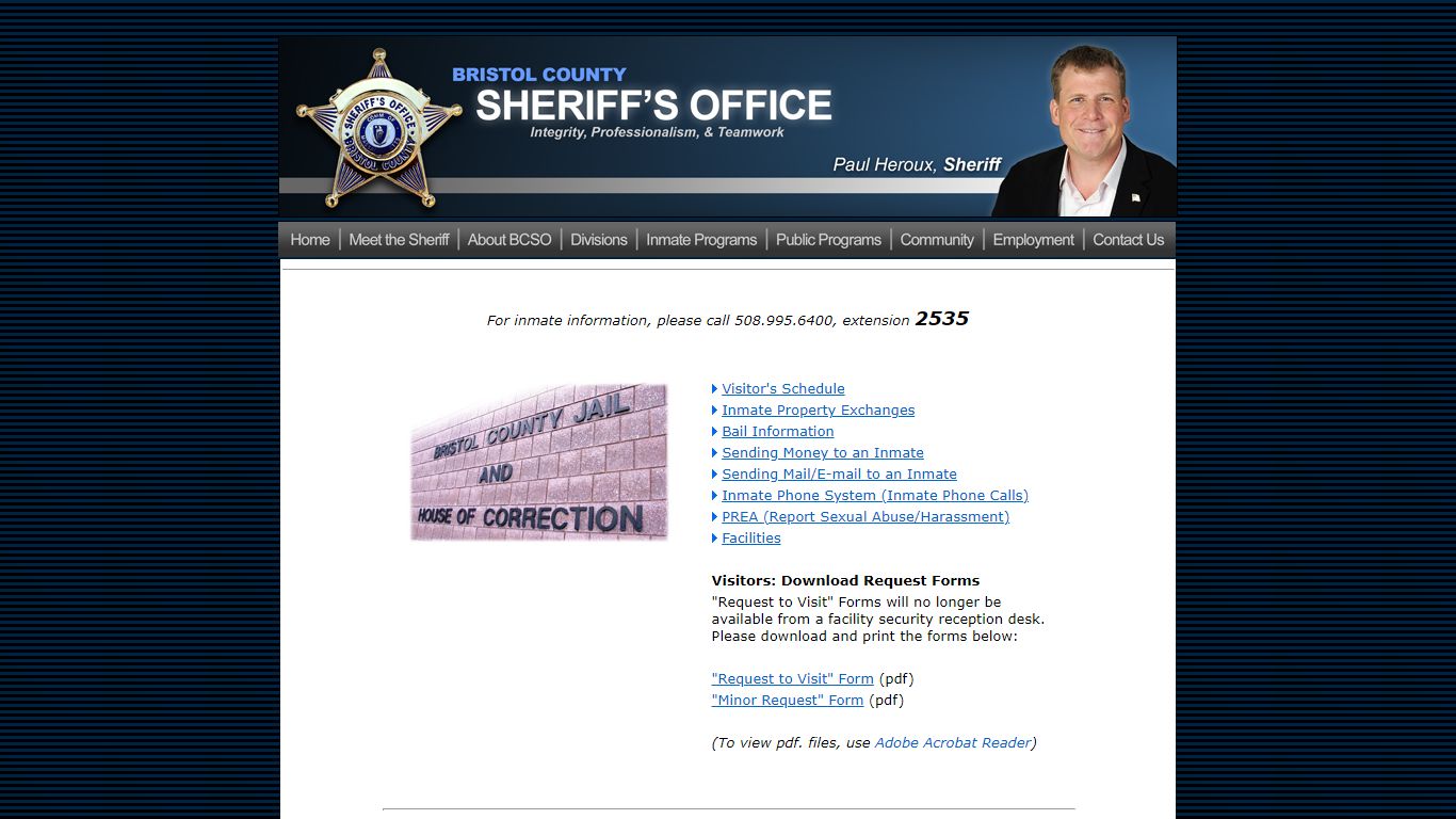 Visitor/Inmate Information - Bristol County Sheriff's Office
